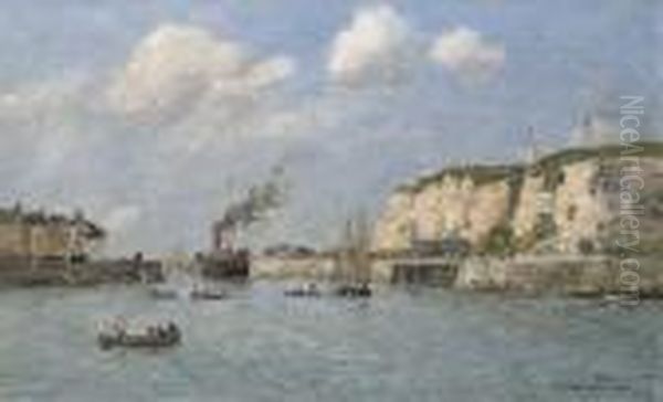 L'entree Du Port, Dieppe Oil Painting by Eugene Boudin