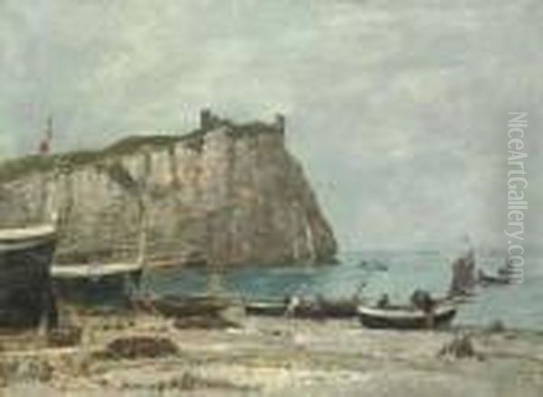 La Falaise D'aval, Etretat Oil Painting by Eugene Boudin