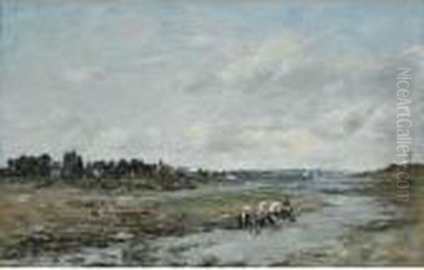 Le Faou. Laveuses Au Bord De La Riviere Oil Painting by Eugene Boudin