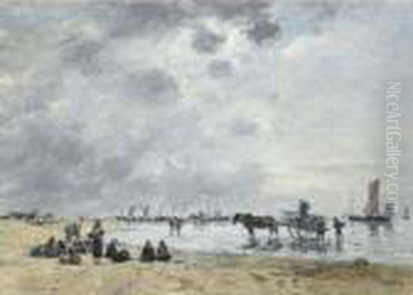 Berck, L'arrivee Des Barques De Peche Oil Painting by Eugene Boudin