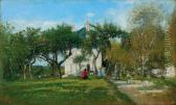 Fervaques. Jardin Et Maison De Monsieur Jacquette Oil Painting by Eugene Boudin