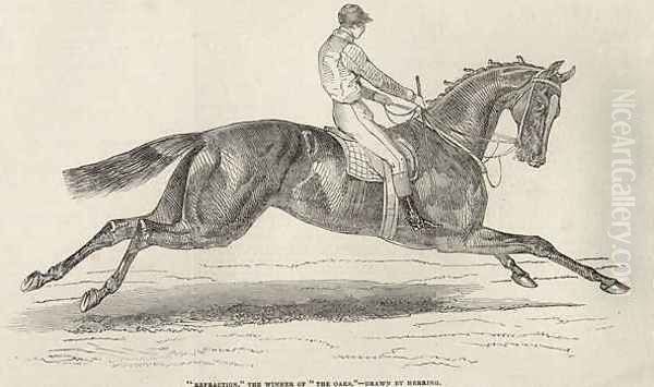 Refraction the winner of The Oaks from The Illustrated London News Oil Painting by John Frederick Herring Snr