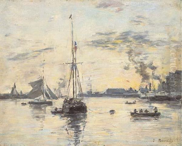 Le Havre, L'avant-port Oil Painting by Eugene Boudin