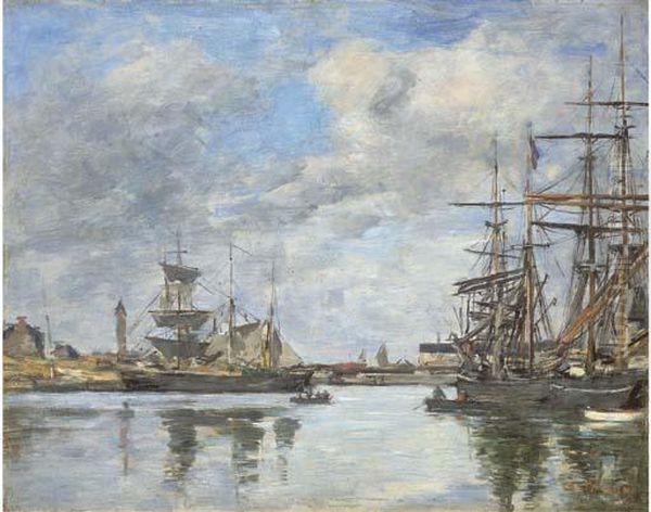 Trouville, Le Port Oil Painting by Eugene Boudin