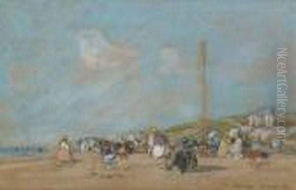 La Plage De Trouville Oil Painting by Eugene Boudin