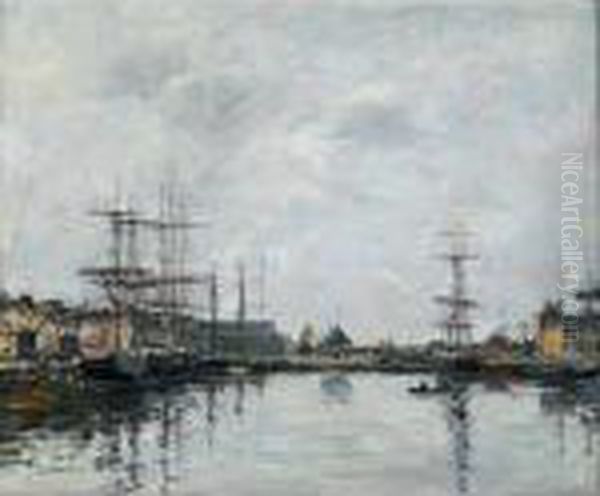 Fecamp. Le Bassin Oil Painting by Eugene Boudin