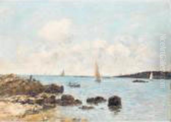 Antibes, Les Rochers De L'ilette Oil Painting by Eugene Boudin