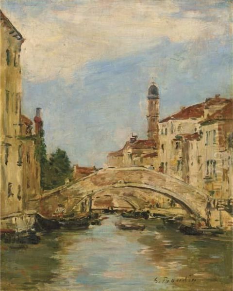 Petit Canal A Venise Oil Painting by Eugene Boudin