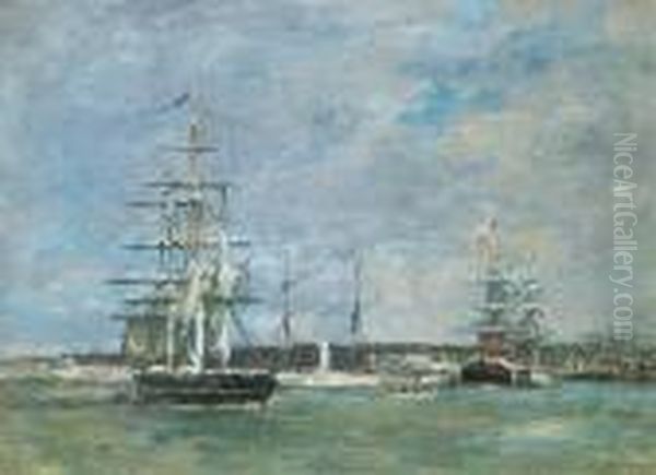 Le Havre. Un Bassin Oil Painting by Eugene Boudin