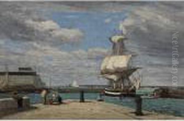 Honfleur, Le Port Oil Painting by Eugene Boudin