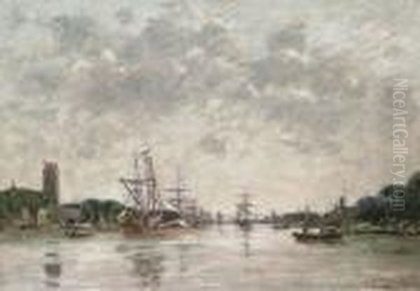 Dordrecht. La Meuse, Vue De Swandrecht Oil Painting by Eugene Boudin