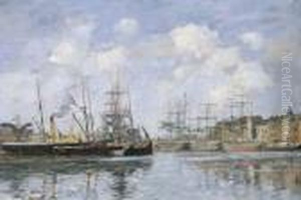 Le Havre. Le Bassin De La Barre Oil Painting by Eugene Boudin