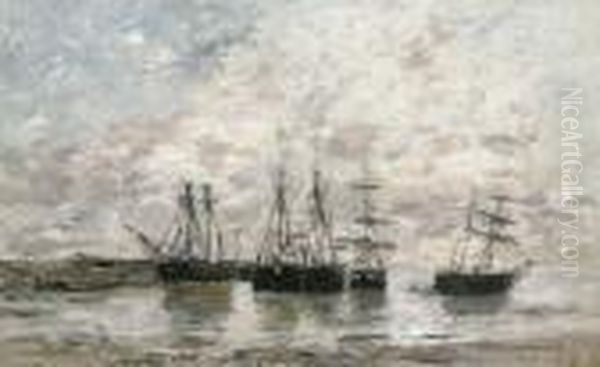 Portrieux, Maree Basse Oil Painting by Eugene Boudin