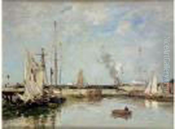 Le Sas A Trouville Oil Painting by Eugene Boudin