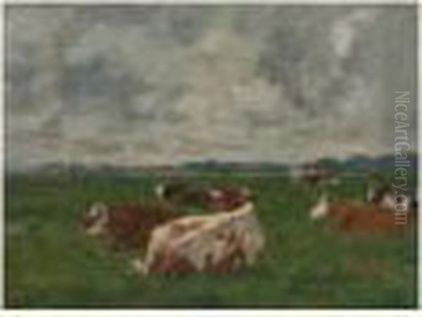 Vaches Au Repos Oil Painting by Eugene Boudin