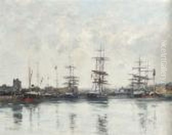 Le Bassin, Deauville Oil Painting by Eugene Boudin