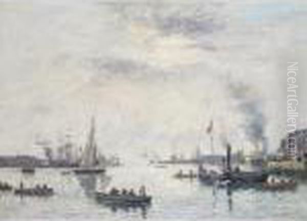 Le Havre. Vue Du Port Oil Painting by Eugene Boudin