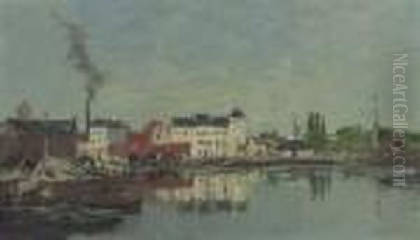 Bruxelles. Le Bassin Du Commerce Oil Painting by Eugene Boudin