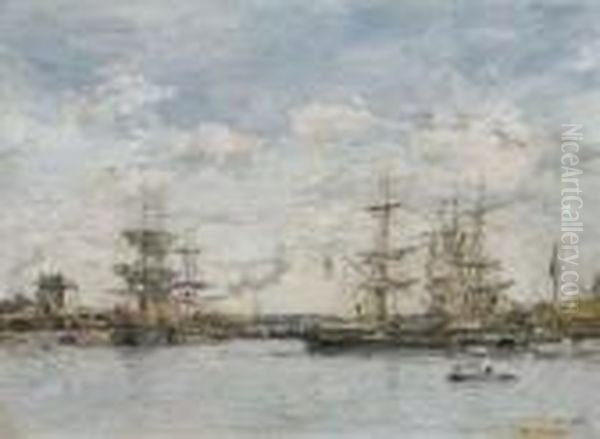 Deauville, Le Bassin Oil Painting by Eugene Boudin