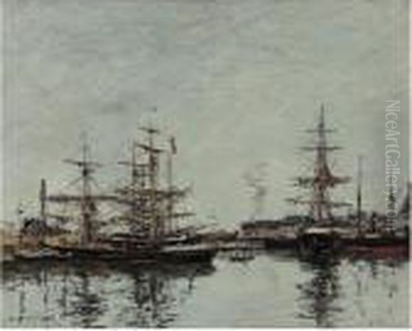 Deauville. Le Bassin Oil Painting by Eugene Boudin