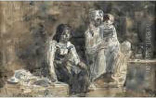 Famille Bretonne Oil Painting by Eugene Boudin