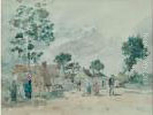 Village Breton, Circa 1866-1870 Oil Painting by Eugene Boudin