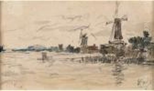 Moulins Oil Painting by Eugene Boudin