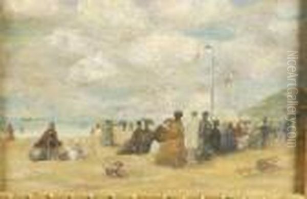 Sur La Plage Oil Painting by Eugene Boudin