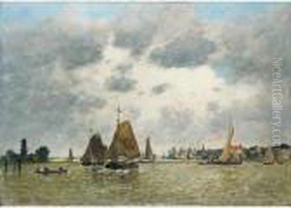 La Meuse A Dordrecht Oil Painting by Eugene Boudin