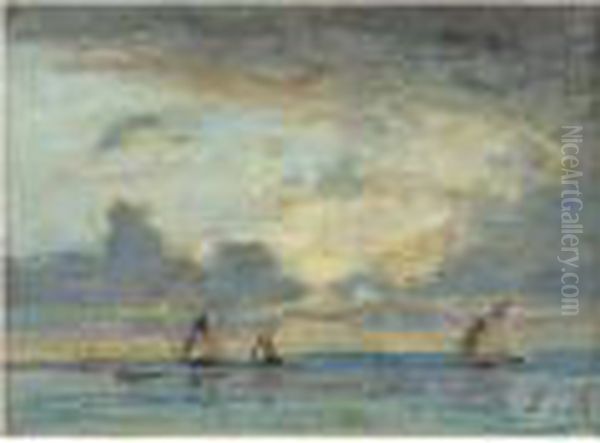 Voiliers En Mer Oil Painting by Eugene Boudin