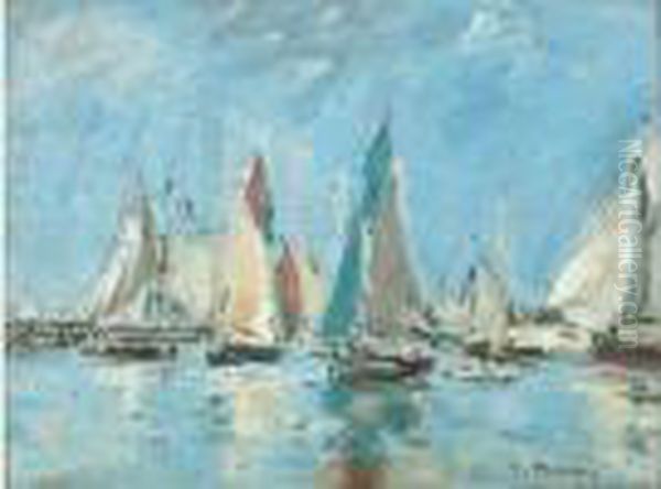 Trouville, Voiliers Maree Haute Oil Painting by Eugene Boudin