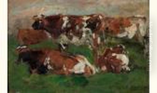 Etude De Vaches Pour Le Marais Vernier A Honfleur Oil Painting by Eugene Boudin