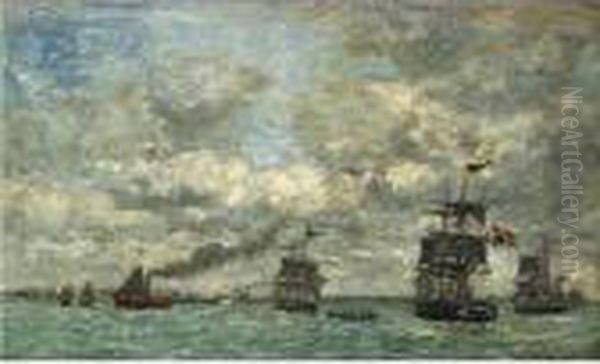 Anvers. Bateaux Sur L'escaut Oil Painting by Eugene Boudin