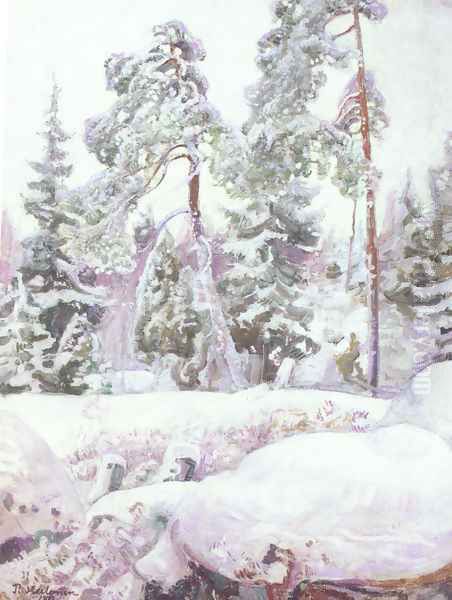 Ravio Lumessa (A Clearing in the Snow) Oil Painting by Pekka Halonen