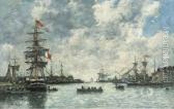 Le Havre, L'avant-port Oil Painting by Eugene Boudin