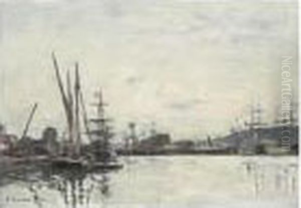 Deauville. Le Bassin Oil Painting by Eugene Boudin