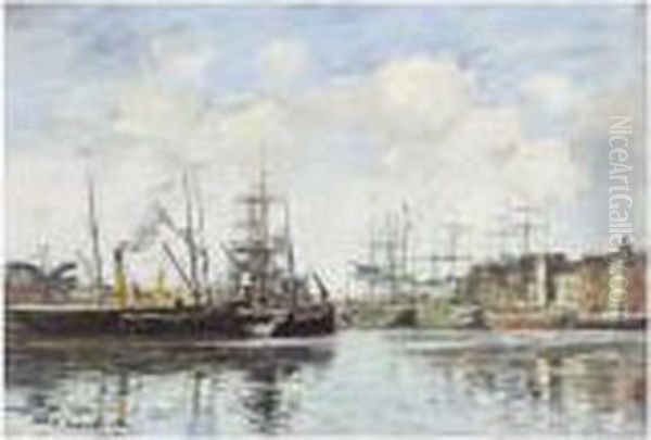 Le Havre. Bassin De La Barre Oil Painting by Eugene Boudin