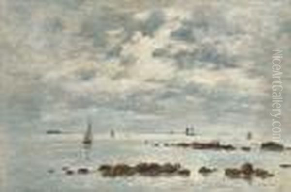 Maree Basse, Saint-vaast-la-hougue Oil Painting by Eugene Boudin