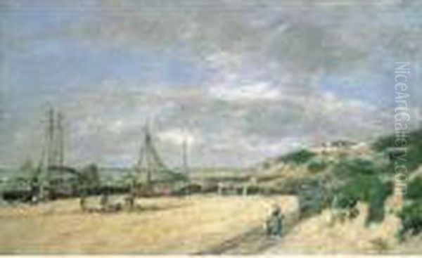 Maree Basse A Scheveningue Oil Painting by Eugene Boudin