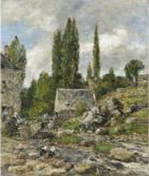 Pont Aven. Le Moulin Oil Painting by Eugene Boudin