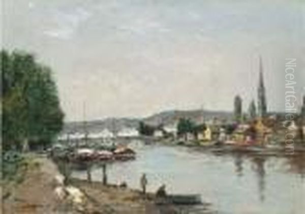 Rouen, Vue Prise Du Cours De La Reine Oil Painting by Eugene Boudin