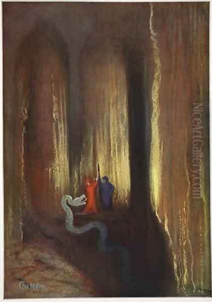 Dark Cavern Oil Painting by Hermann Hendrich