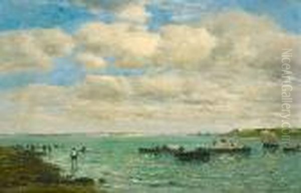 Camaret. Pecheurs Et Barques Oil Painting by Eugene Boudin