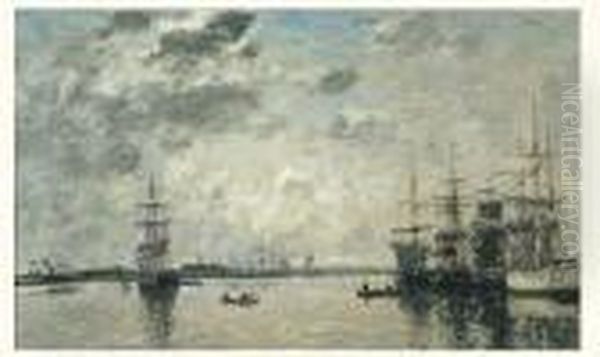 Le Havre, Le Bassin De L'eure Oil Painting by Eugene Boudin