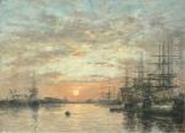 Le Havre. Bassin De L'eure Oil Painting by Eugene Boudin