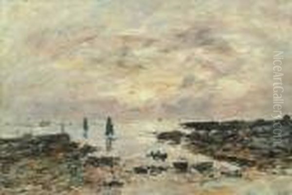 Bourg De Batz, Les Rochers Oil Painting by Eugene Boudin