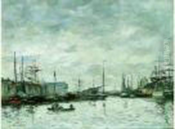 Fecamp Le Bassin Vers 1892-1894 Oil Painting by Eugene Boudin