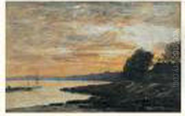 Rade De Brest, Baie De Camfrout, Quai De Kerhors Oil Painting by Eugene Boudin