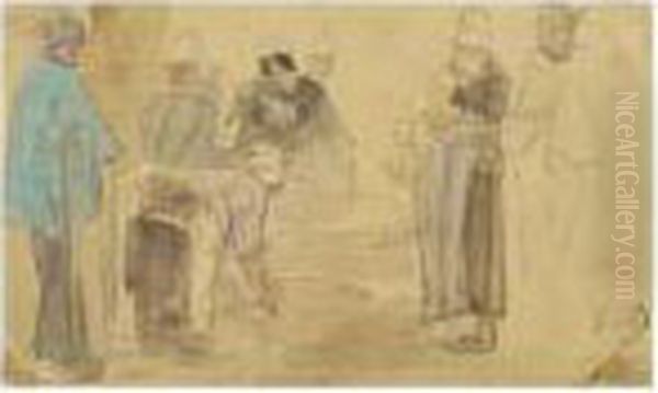 Etudes De Personnages Oil Painting by Eugene Boudin