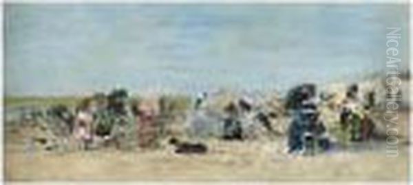 Trouville. Scene De Plage Oil Painting by Eugene Boudin